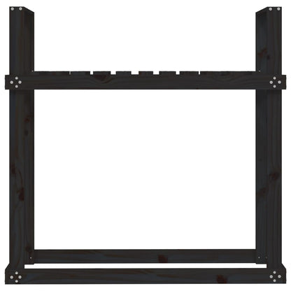 Kaminholzregal Schwarz 110X35X108,5 Cm Massivholz Kiefer