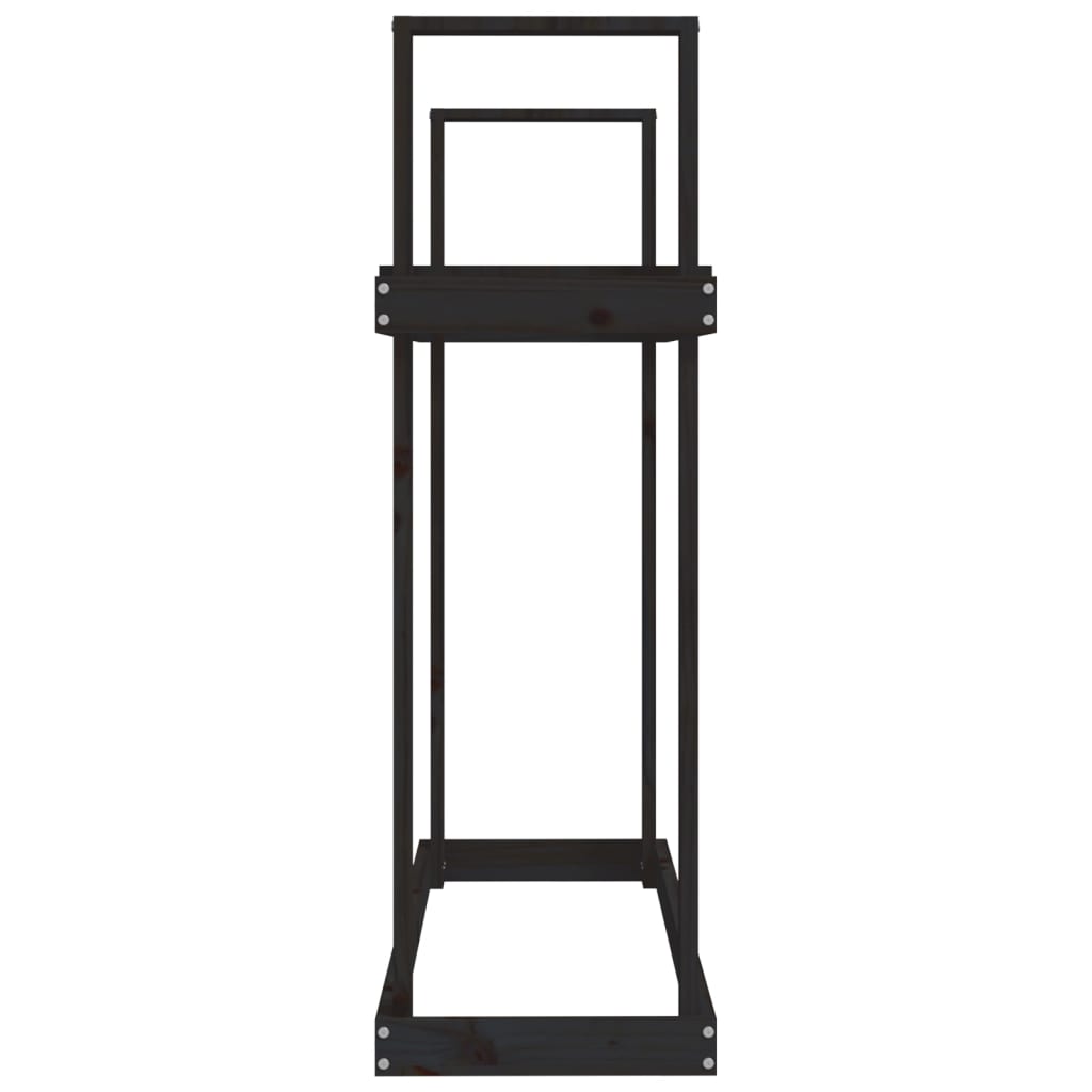 Kaminholzregal Schwarz 110X35X108,5 Cm Massivholz Kiefer