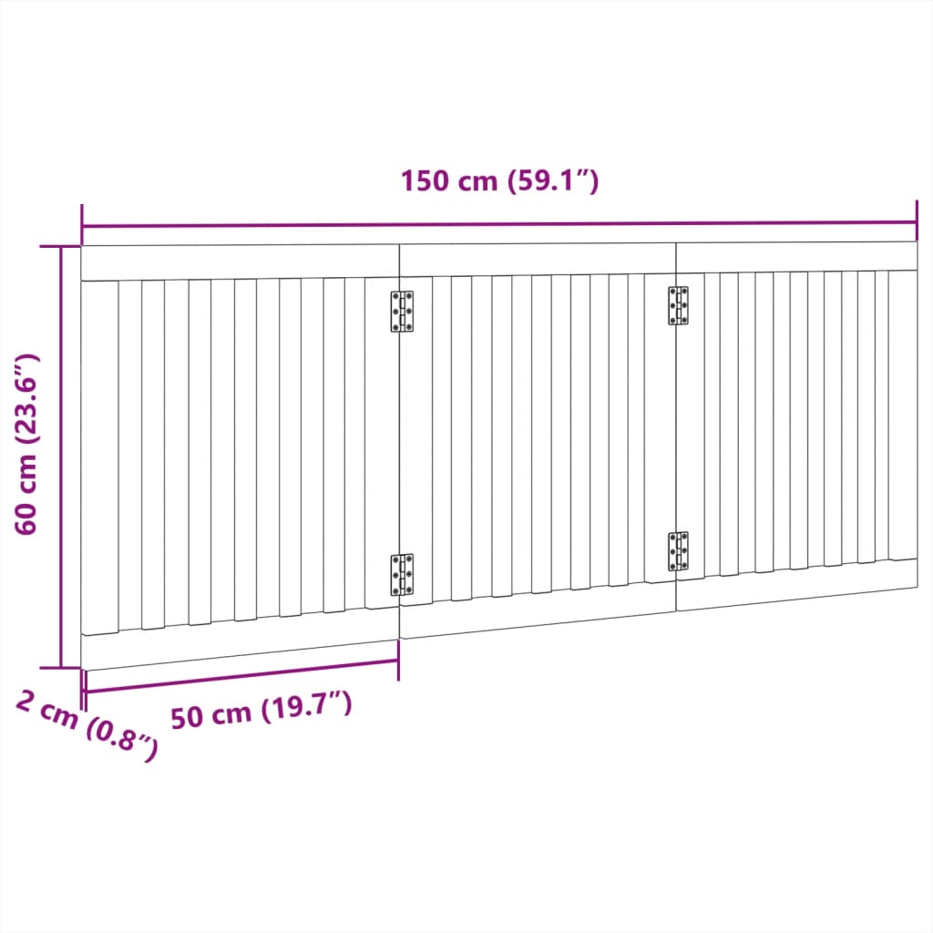 3-Tlg. Hundetor Faltbar 150 Cm Pappelholz