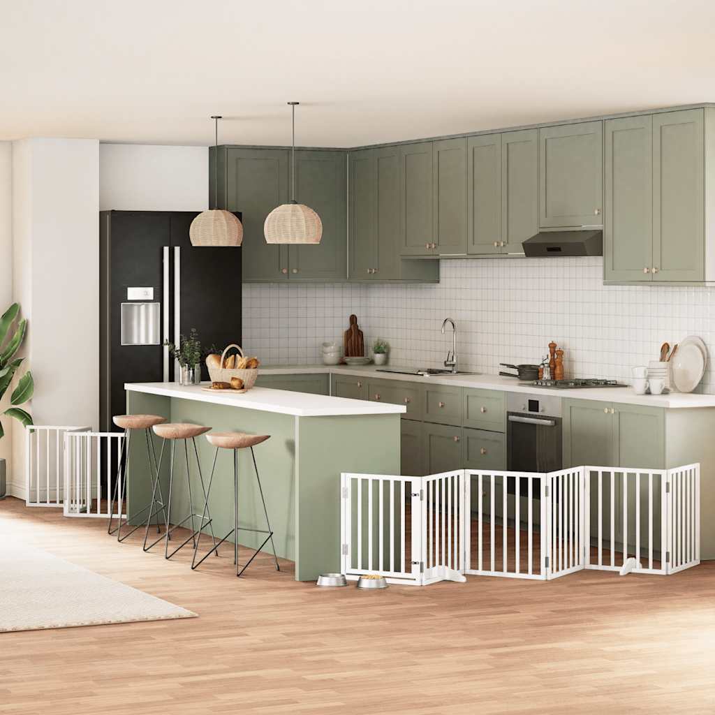 12-Tlg. Hundetor Mit Tür Faltbar 960 Cm Pappelholz