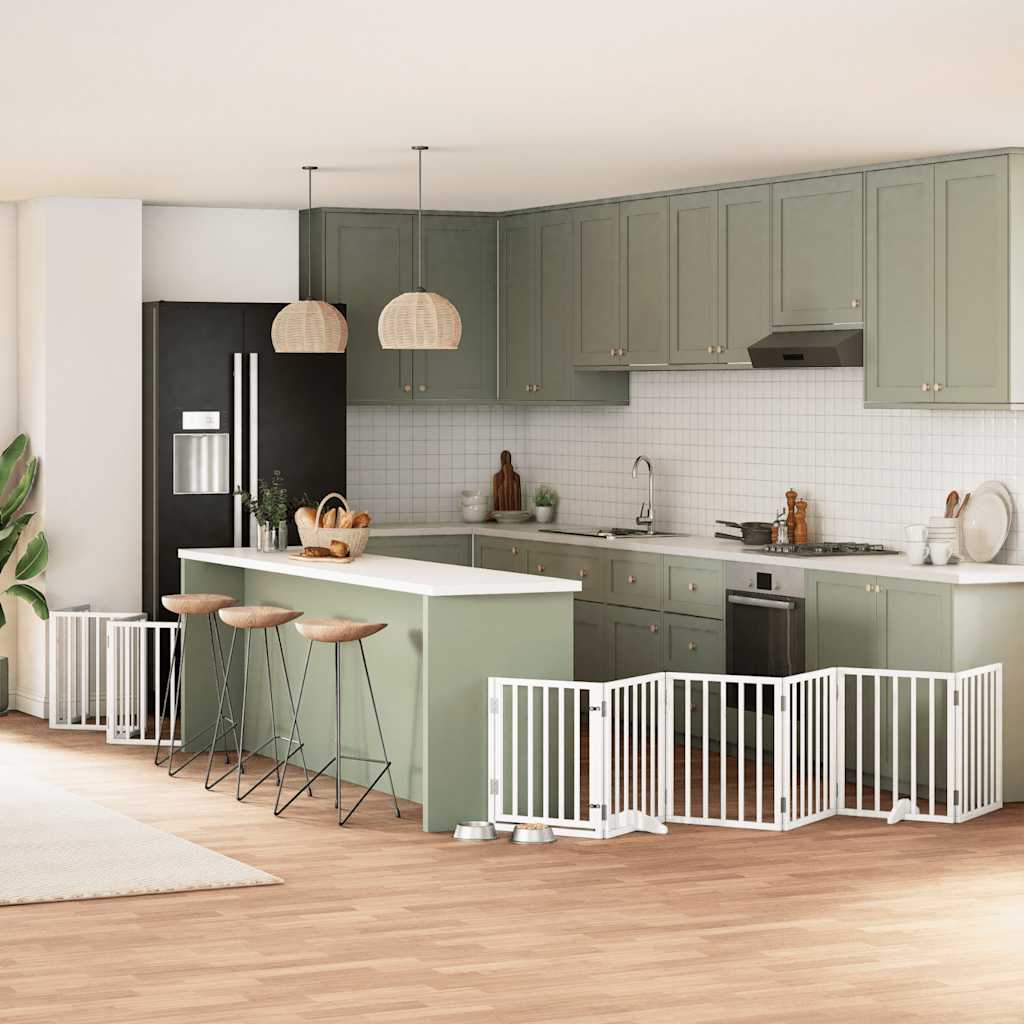 12-Tlg. Hundetor Mit Tür Faltbar 960 Cm Pappelholz