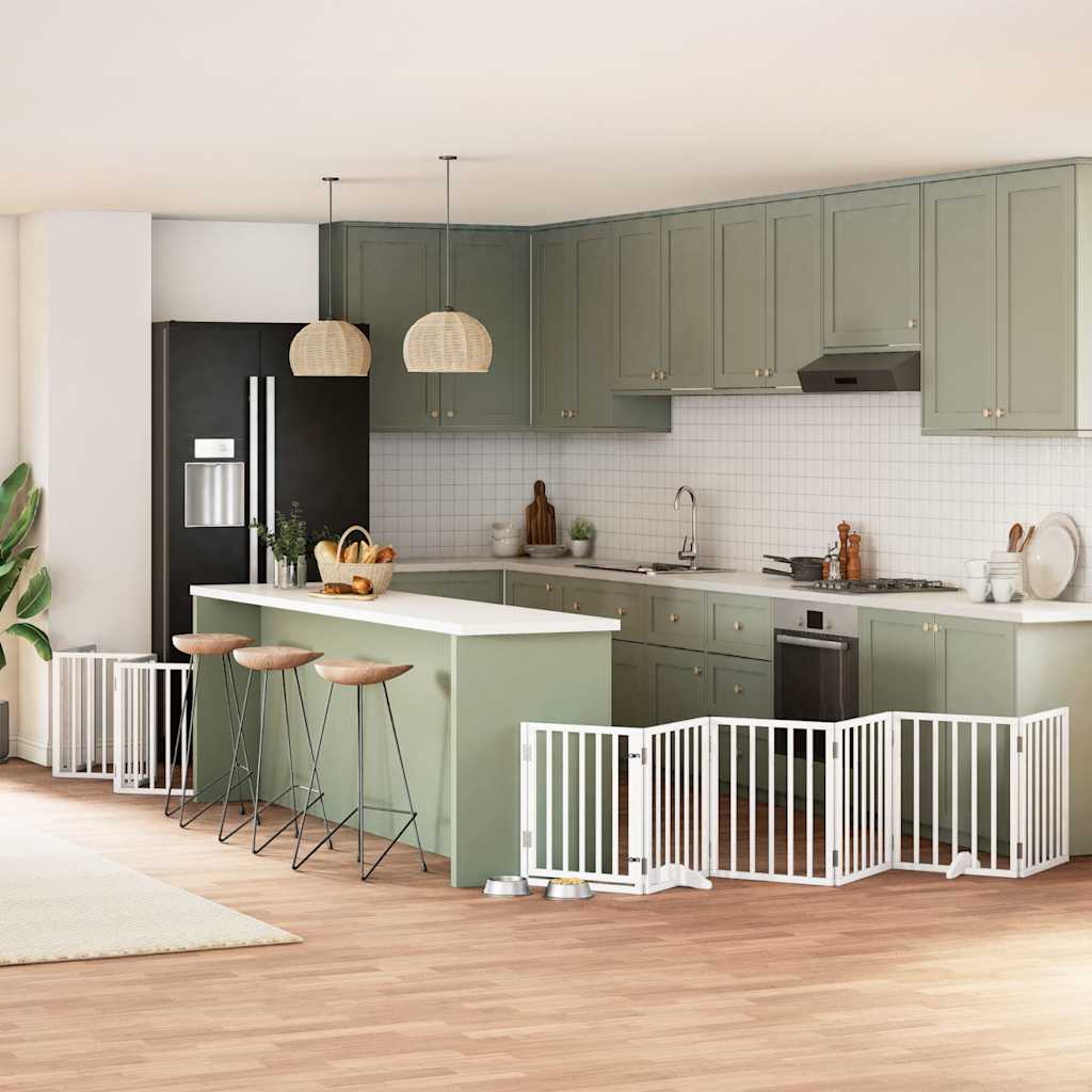 12-Tlg. Hundetor Mit Tür Faltbar 960 Cm Pappelholz