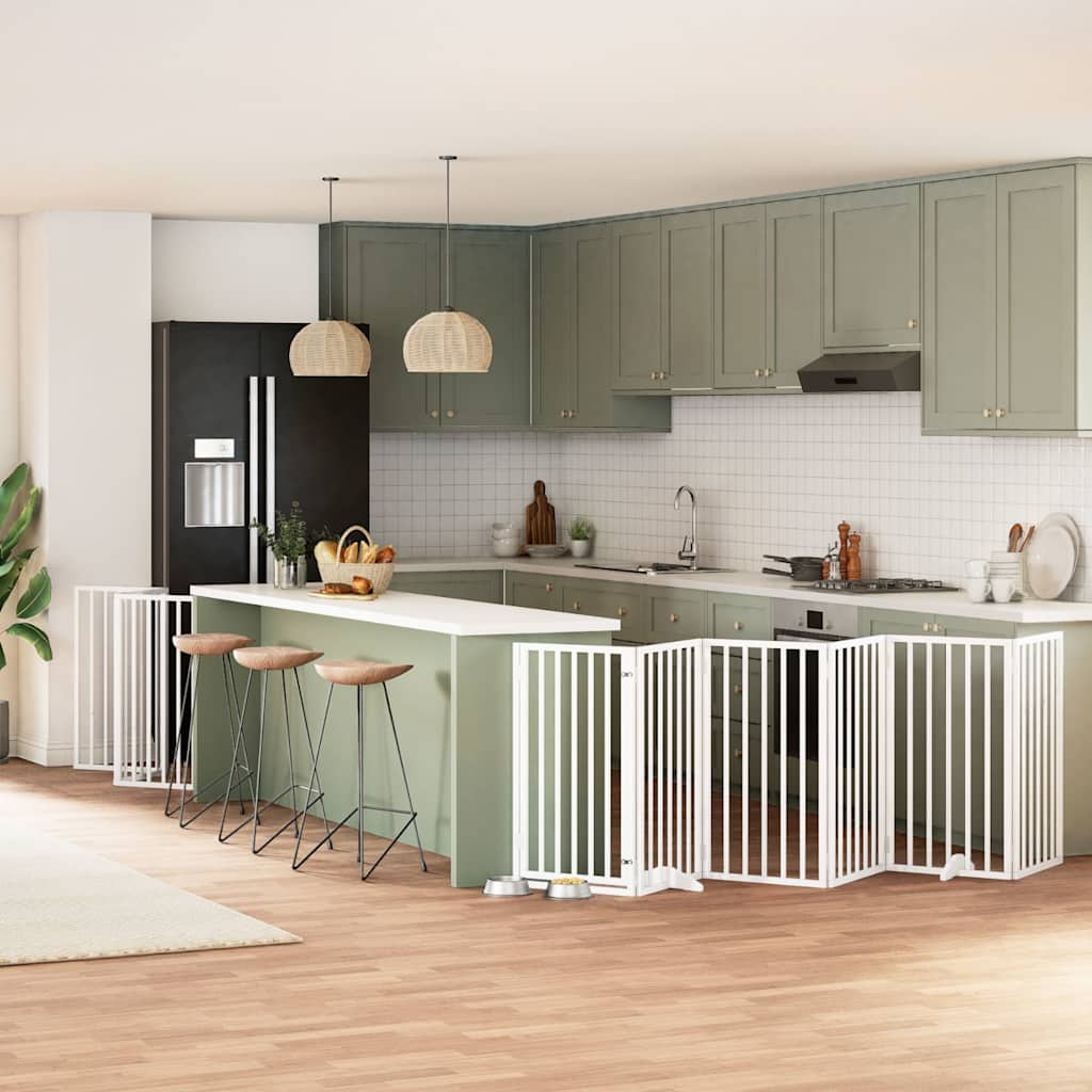 12-Tlg. Hundetor Mit Tür Faltbar 960 Cm Pappelholz