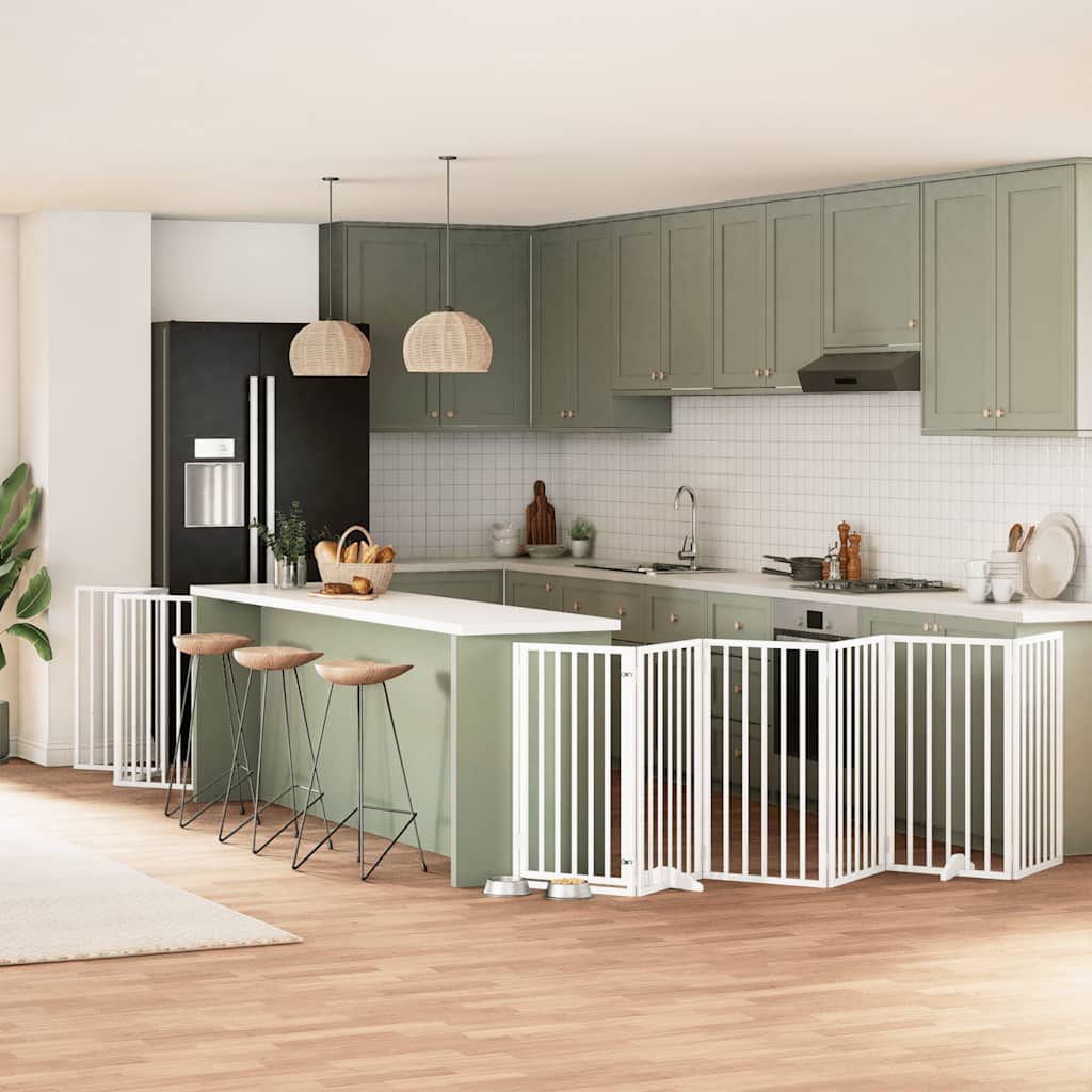 12-Tlg. Hundetor Mit Tür Faltbar 960 Cm Pappelholz