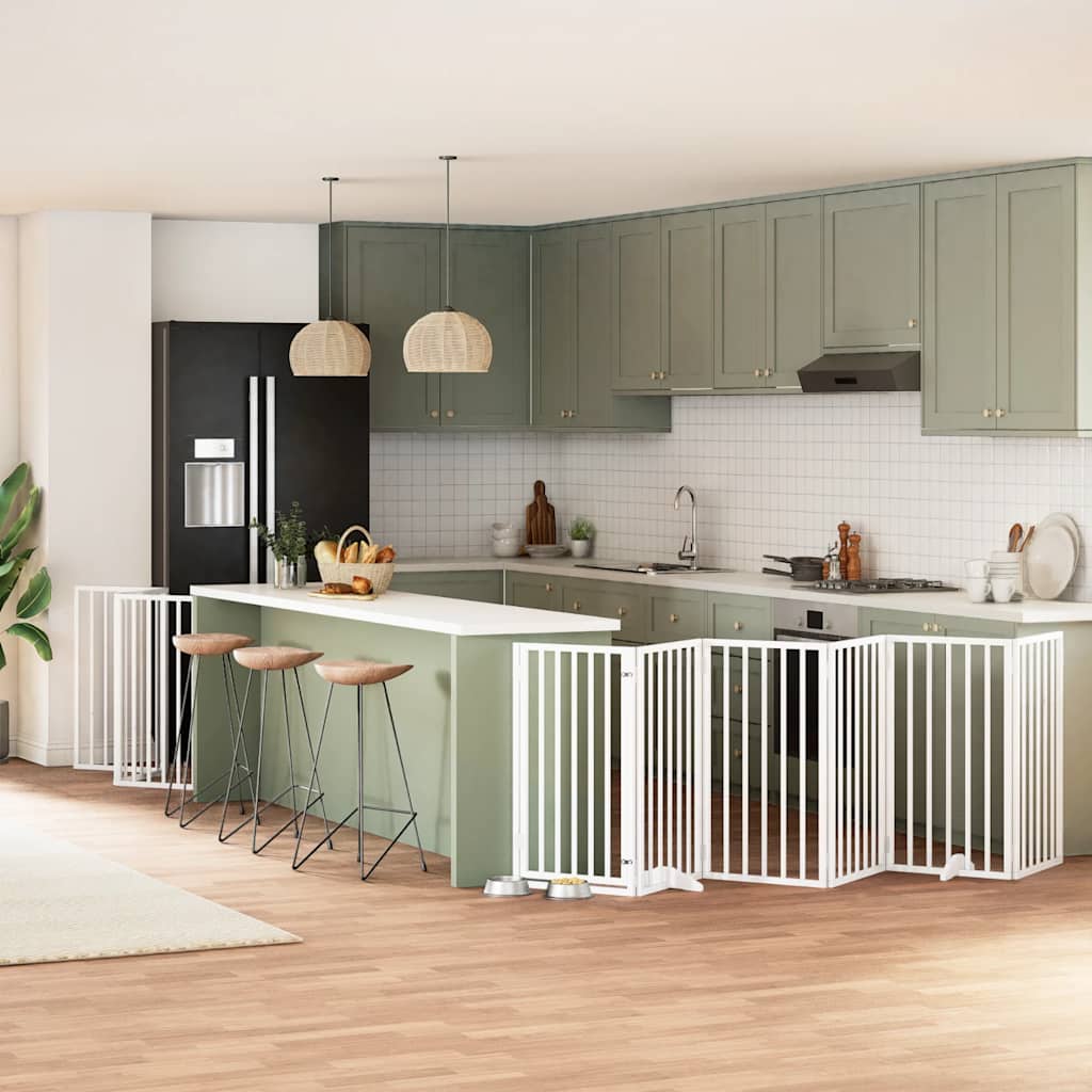 12-Tlg. Hundetor Mit Tür Faltbar 960 Cm Pappelholz