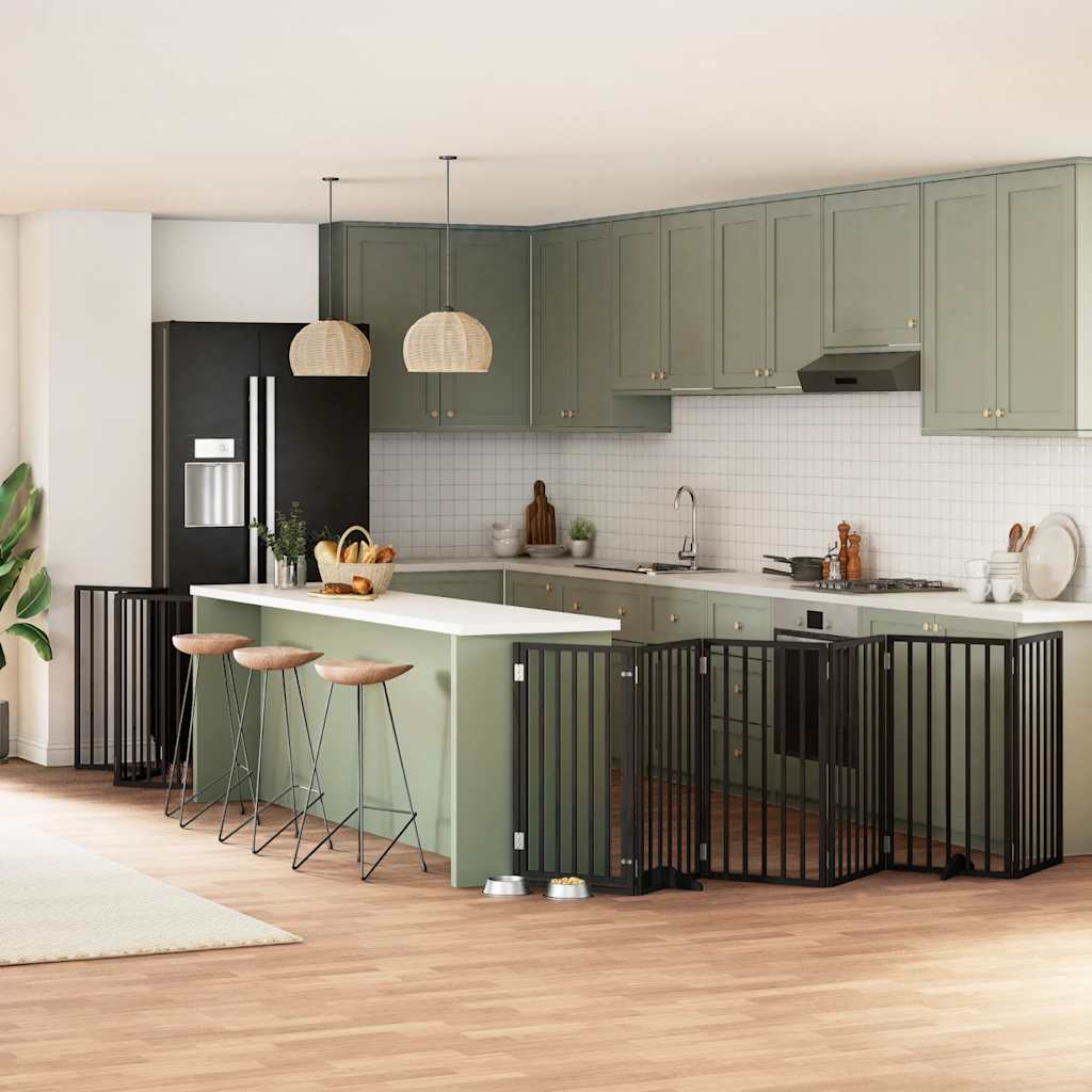 12-Tlg. Hundetor Mit Tür Faltbar 960 Cm Pappelholz