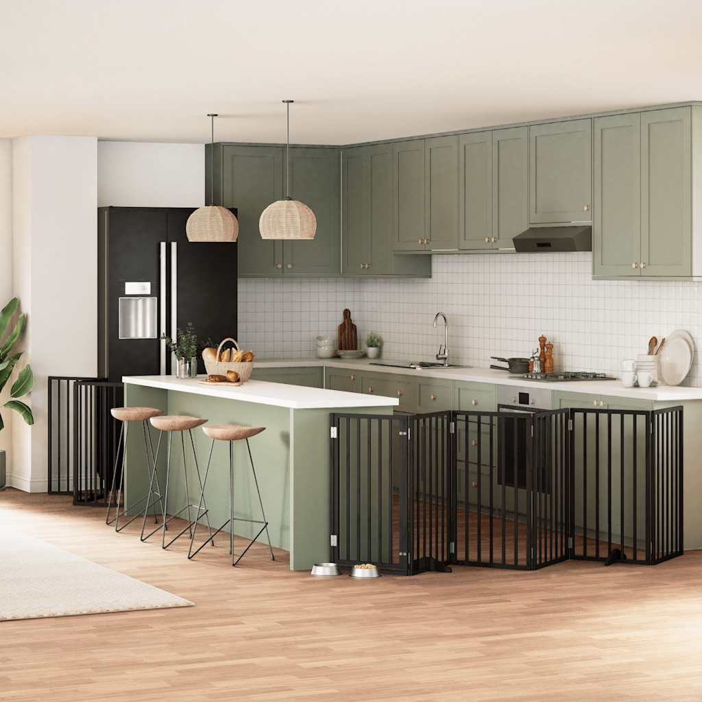 12-Tlg. Hundetor Mit Tür Faltbar 960 Cm Pappelholz