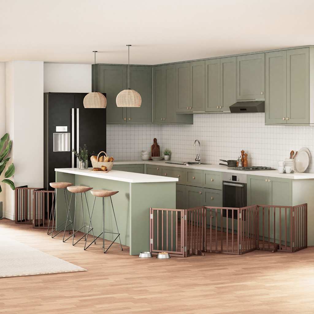 12-Tlg. Hundetor Mit Tür Faltbar 960 Cm Pappelholz