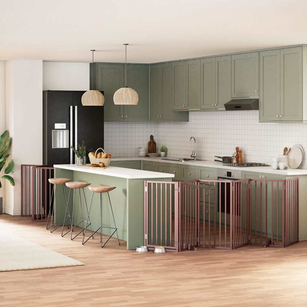 12-Tlg. Hundetor Mit Tür Faltbar 960 Cm Pappelholz