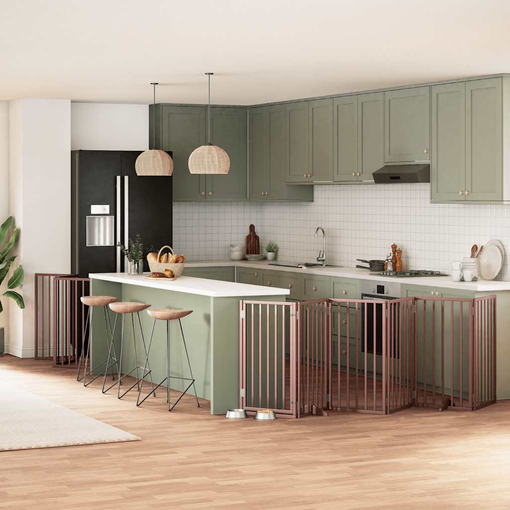 12-Tlg. Hundetor Mit Tür Faltbar 960 Cm Pappelholz