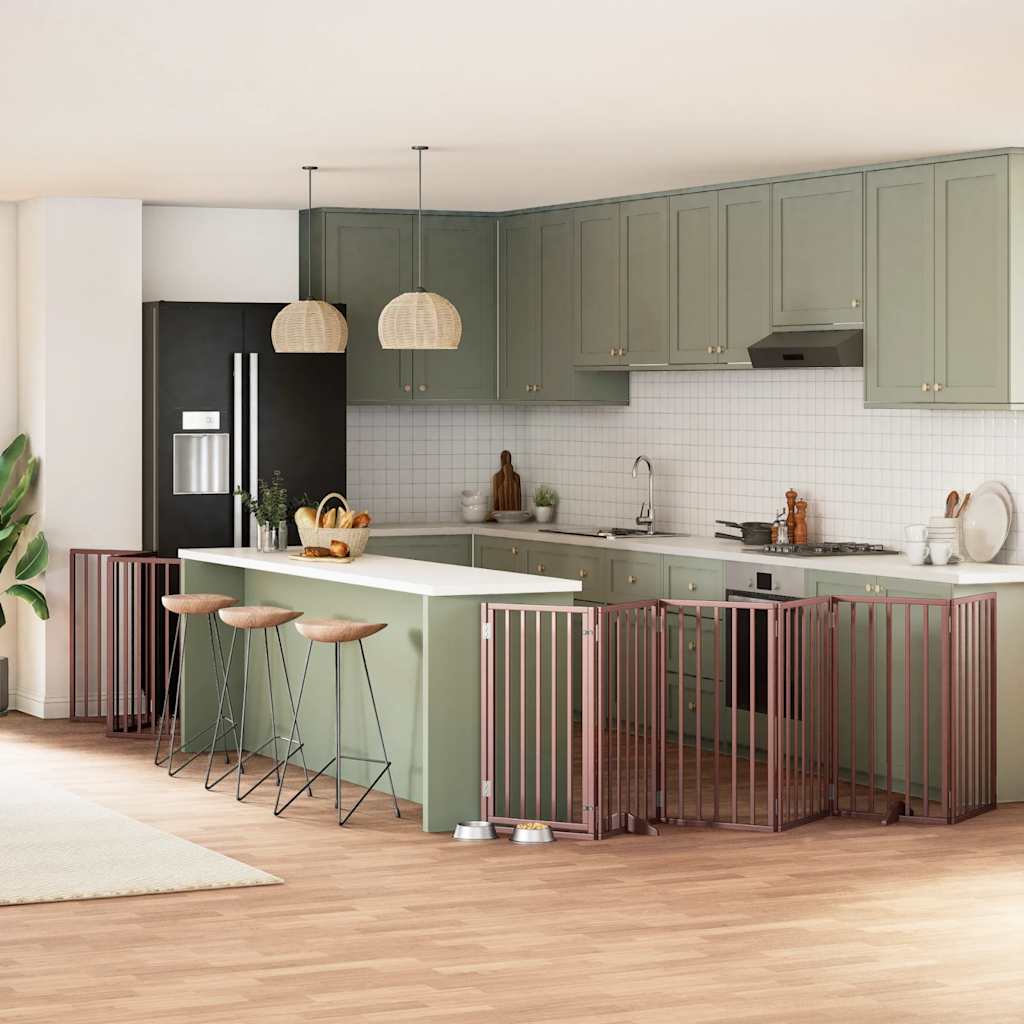 12-Tlg. Hundetor Mit Tür Faltbar 960 Cm Pappelholz