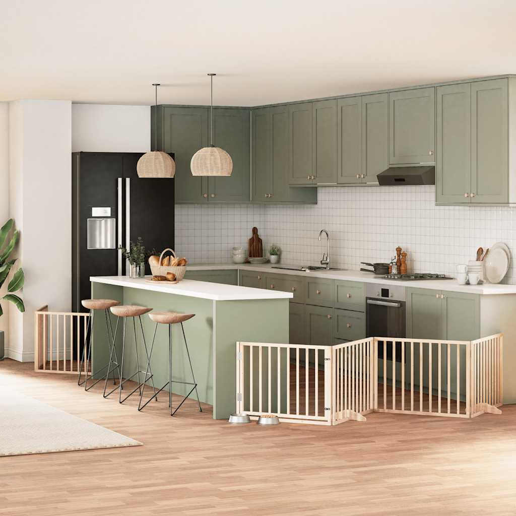 12-Tlg. Hundetor Mit Tür Faltbar 960 Cm Pappelholz