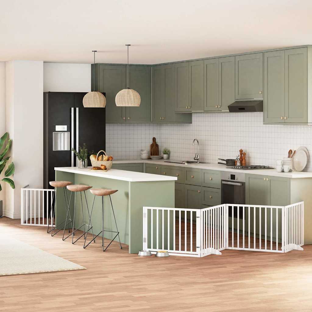 12-Tlg. Hundetor Mit Tür Faltbar 960 Cm Pappelholz