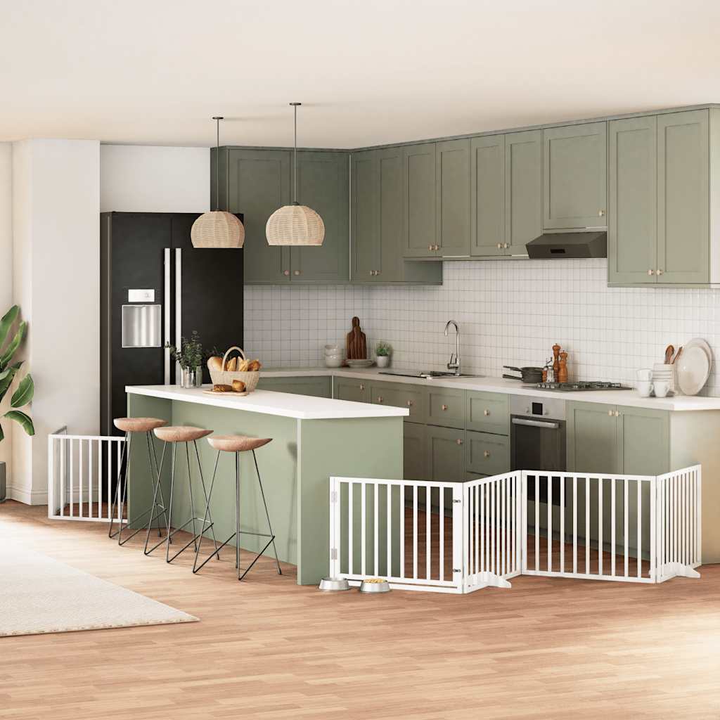 12-Tlg. Hundetor Mit Tür Faltbar 960 Cm Pappelholz