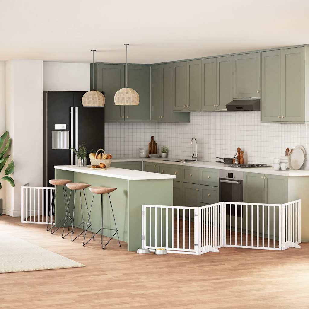 12-Tlg. Hundetor Mit Tür Faltbar 960 Cm Pappelholz