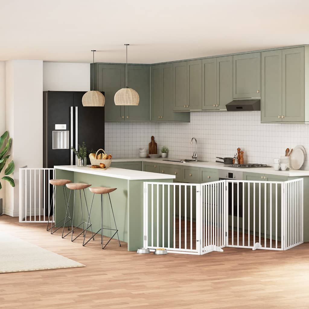 12-Tlg. Hundetor Mit Tür Faltbar 960 Cm Pappelholz