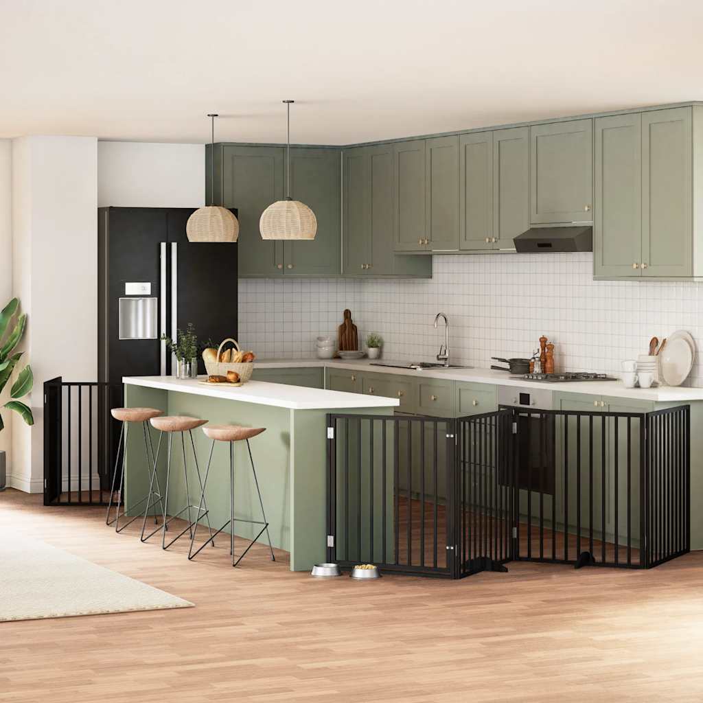 12-Tlg. Hundetor Mit Tür Faltbar 960 Cm Pappelholz