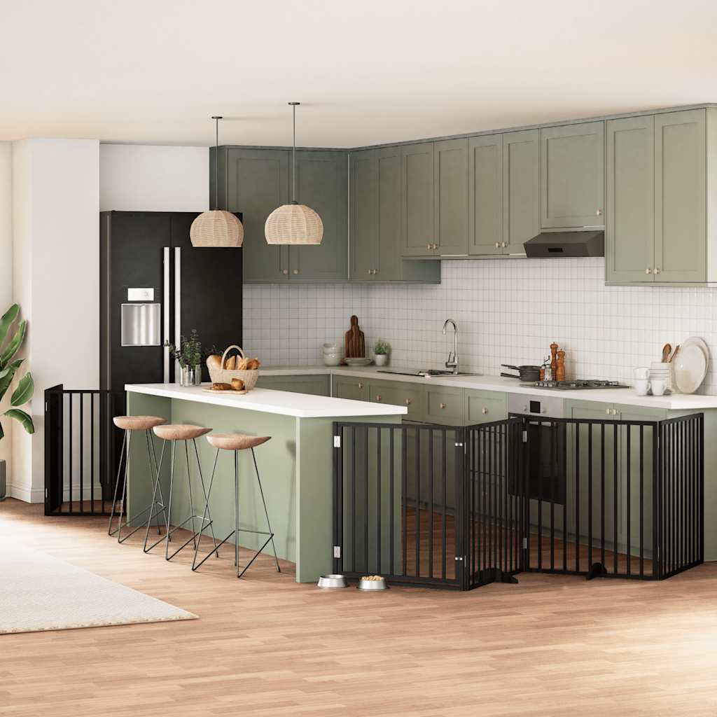 12-Tlg. Hundetor Mit Tür Faltbar 960 Cm Pappelholz