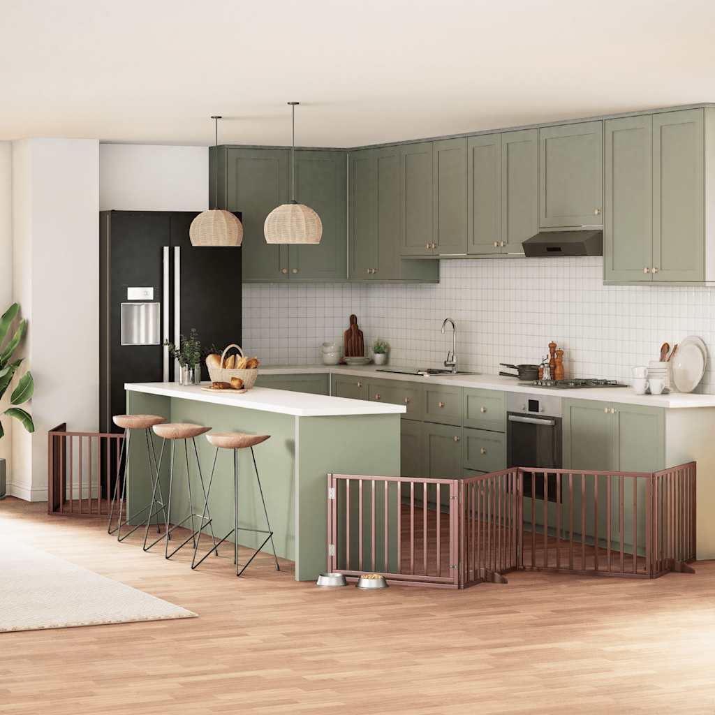 12-Tlg. Hundetor Mit Tür Faltbar 960 Cm Pappelholz