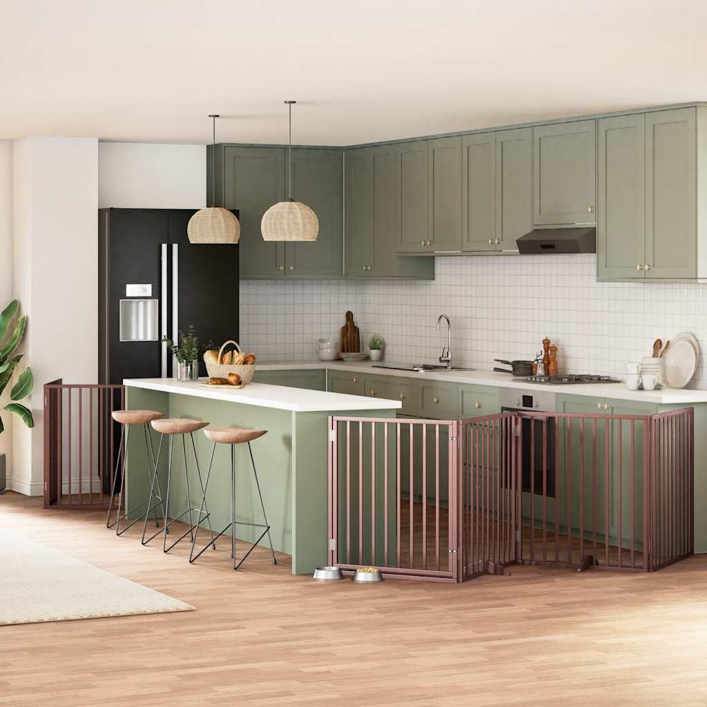 12-Tlg. Hundetor Mit Tür Faltbar 960 Cm Pappelholz