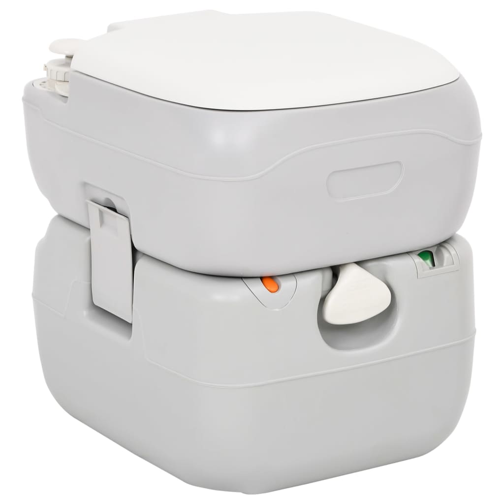 Camping-Toilette Tragbar Grau Und Weiß 22+12 L Hdpe