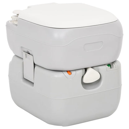Camping-Toilette Tragbar Grau Und Weiß 22+12 L Hdpe
