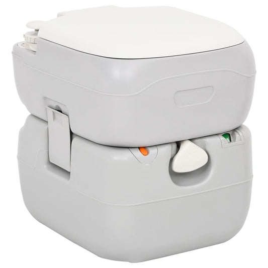 Camping-Toilette Tragbar Grau Und Weiß 22+12 L Hdpe