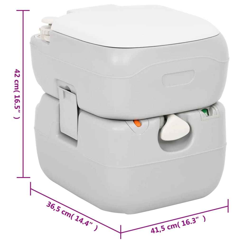 Camping-Toilette Tragbar Grau Und Weiß 22+12 L Hdpe