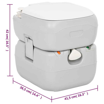 Camping-Toilette Tragbar Grau Und Weiß 22+12 L Hdpe