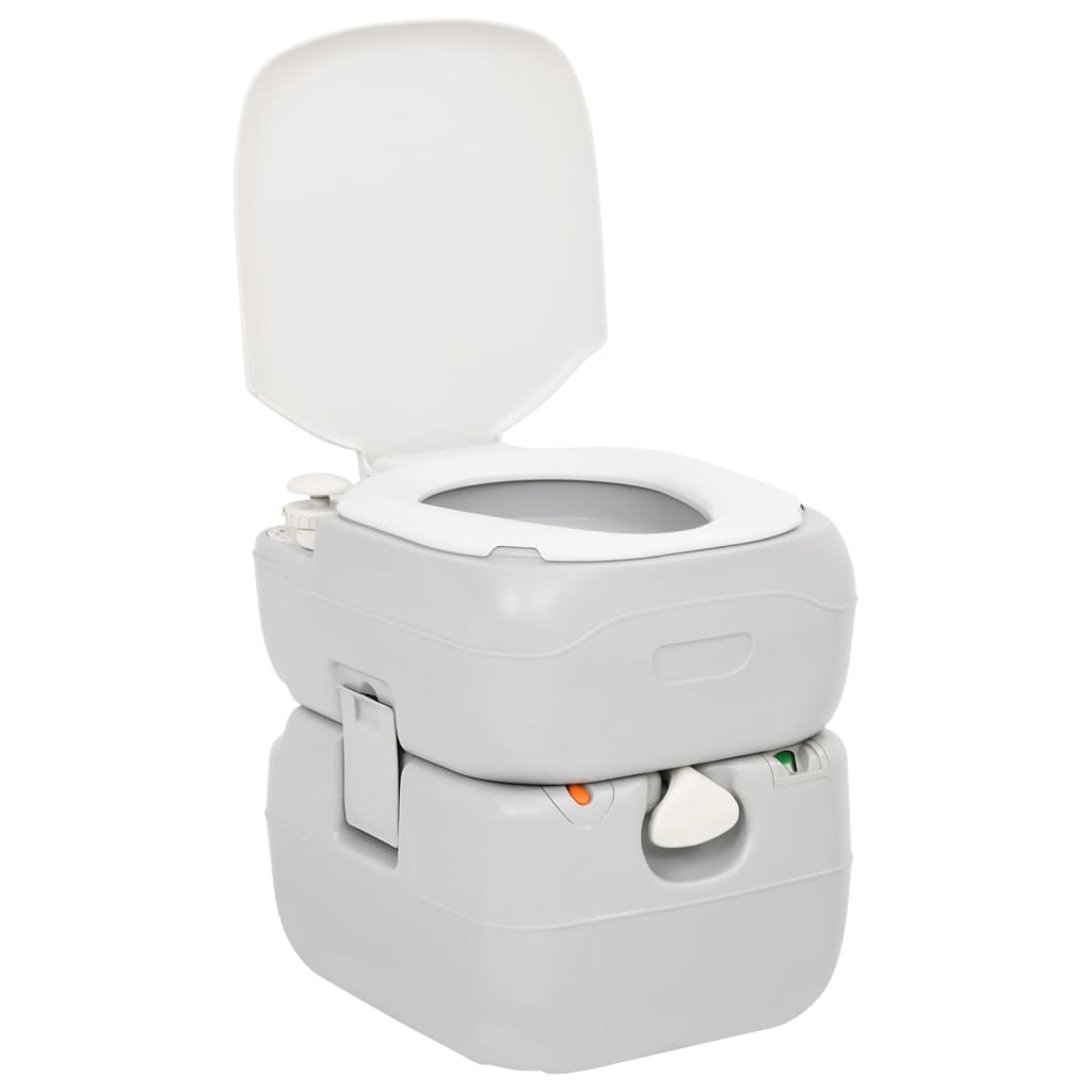 Camping-Toilette Tragbar Grau Und Weiß 22+12 L Hdpe