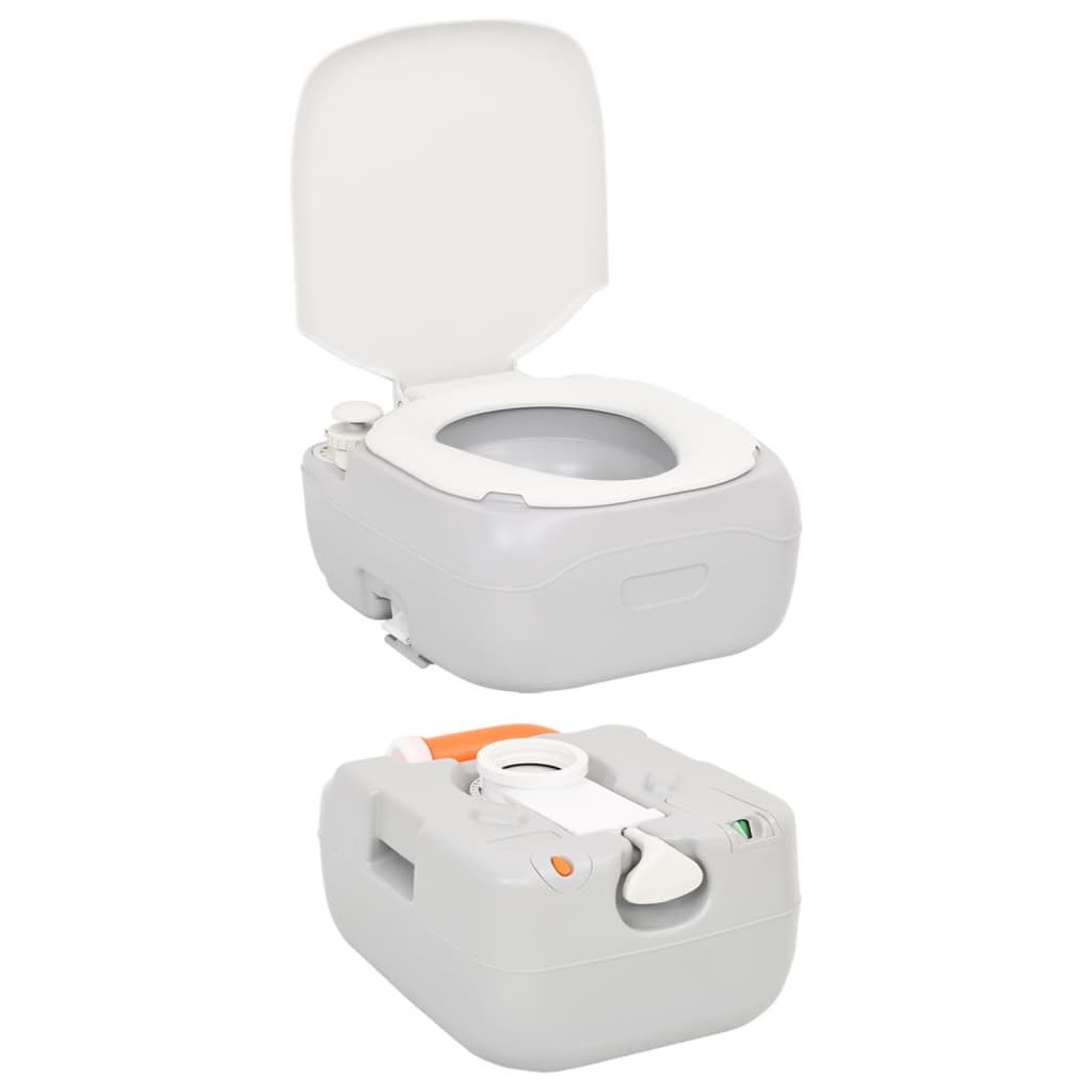 Camping-Toilette Tragbar Grau Und Weiß 22+12 L Hdpe