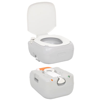 Camping-Toilette Tragbar Grau Und Weiß 22+12 L Hdpe