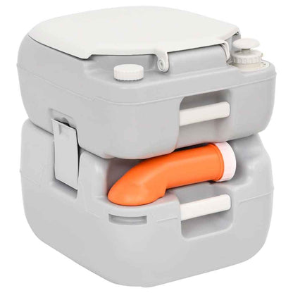 Camping-Toilette Tragbar Grau Und Weiß 22+12 L Hdpe