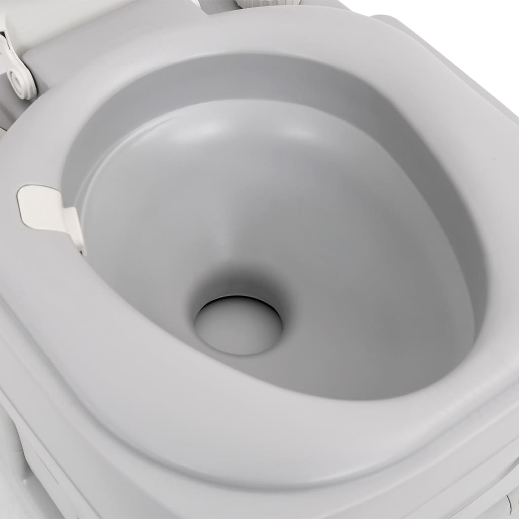 Camping-Toilette Tragbar Grau Und Weiß 22+12 L Hdpe