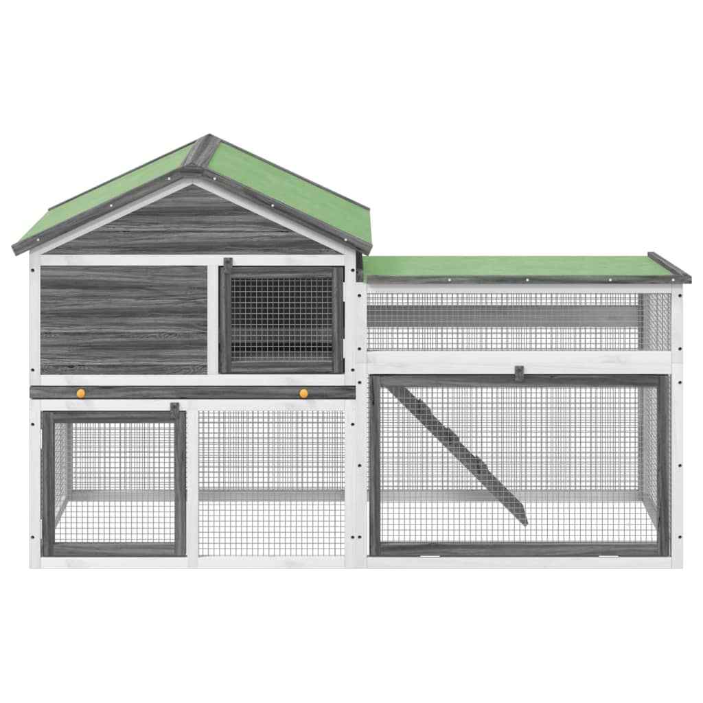 Kaninchenstall 185,5X60,5X109,5 Cm Massivholz Kiefer