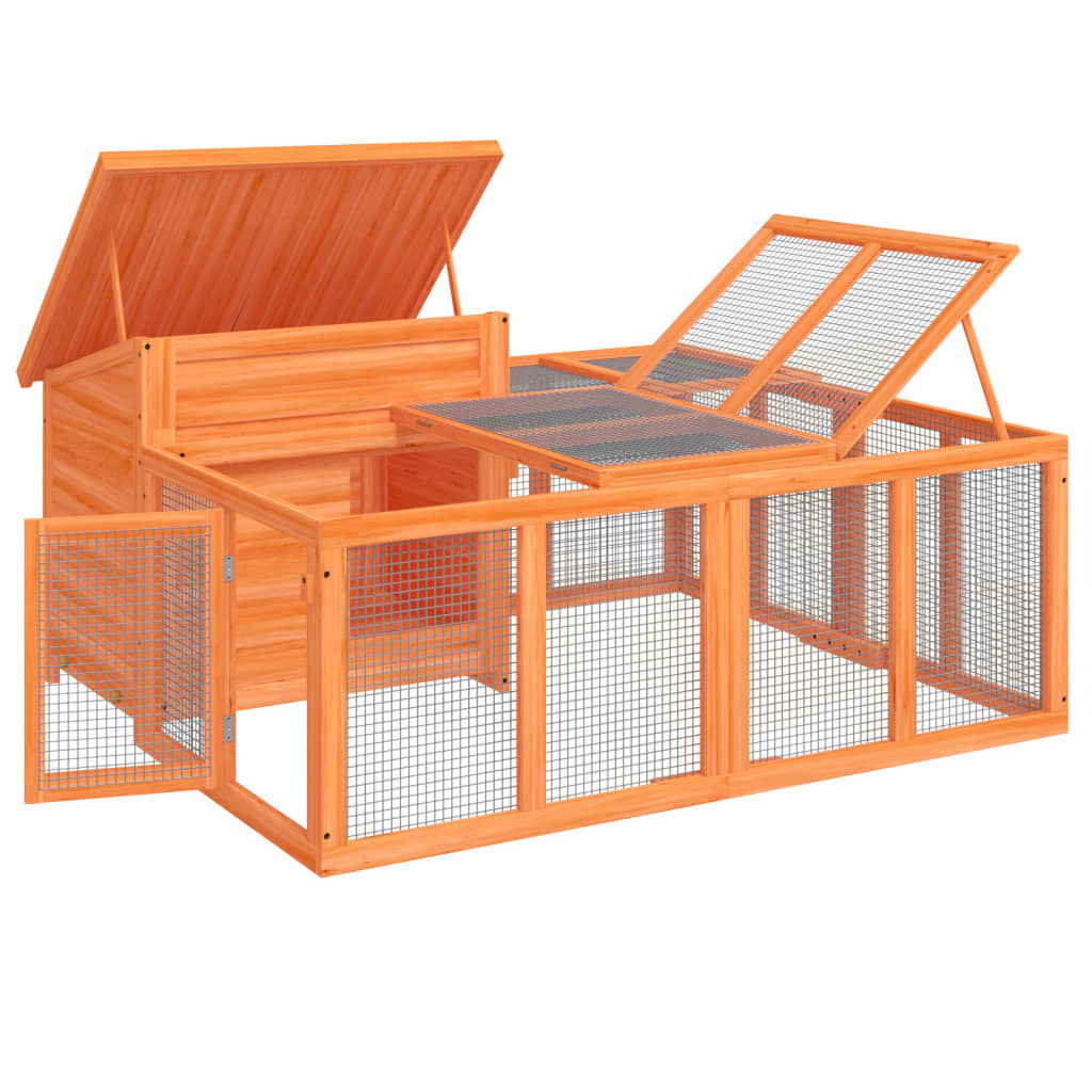 Kaninchenstall 144X123X67,5 Cm Massivholz Kiefer