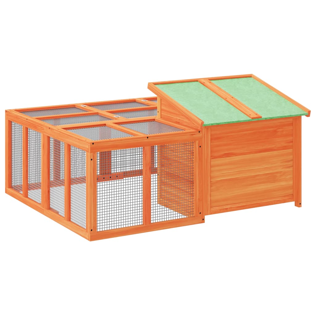 Kaninchenstall 144X123X67,5 Cm Massivholz Kiefer