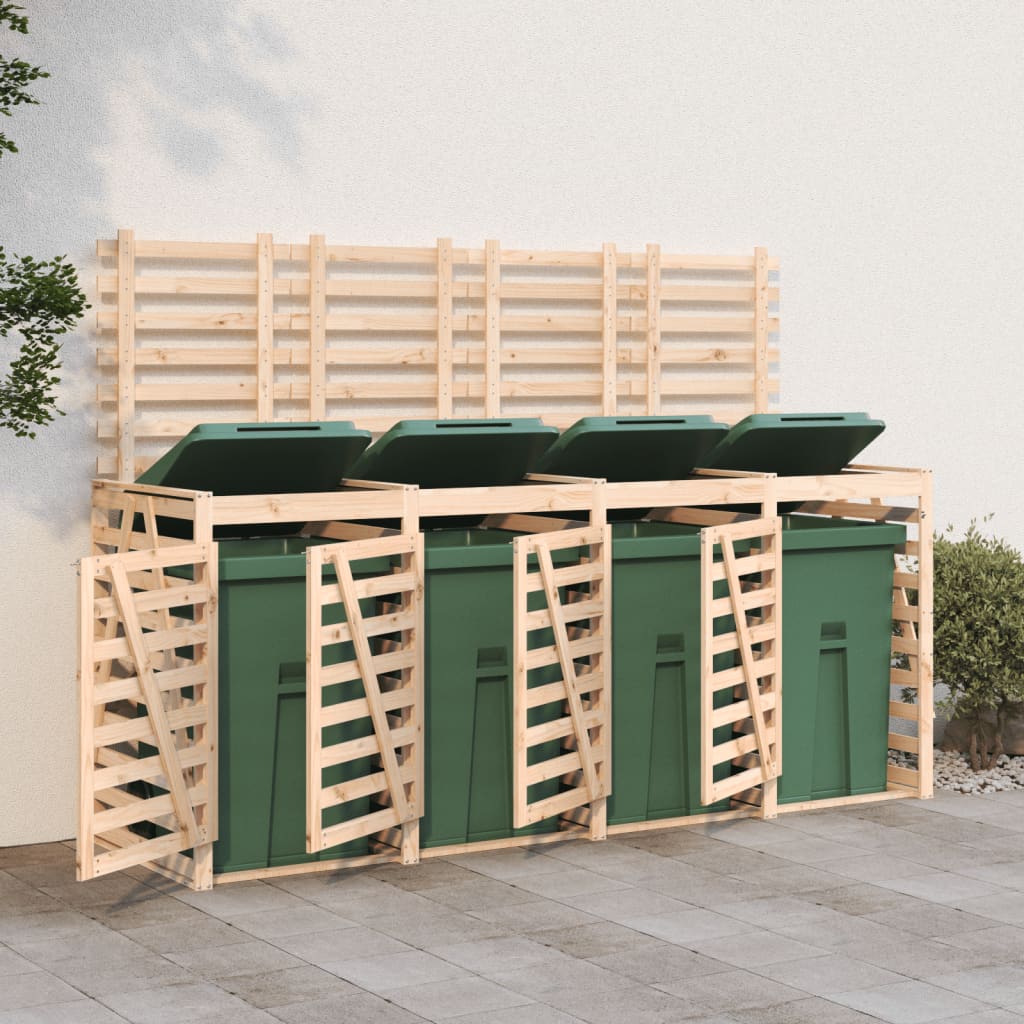 Mülltonnenbox Für 4 Tonnen Weiß Massivholz Kiefer