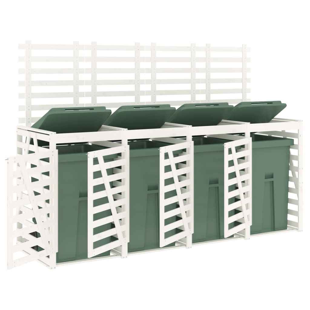 Mülltonnenbox Für 4 Tonnen Weiß Massivholz Kiefer