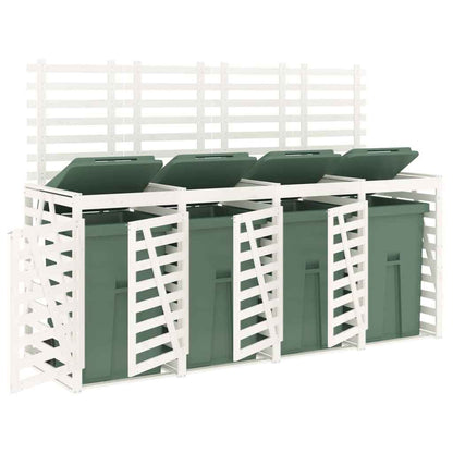 Mülltonnenbox Für 4 Tonnen Weiß Massivholz Kiefer