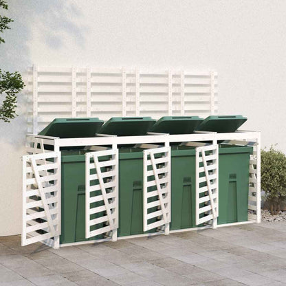 Mülltonnenbox Für 4 Tonnen Weiß Massivholz Kiefer
