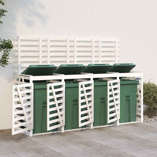 Mülltonnenbox Für 4 Tonnen Weiß Massivholz Kiefer