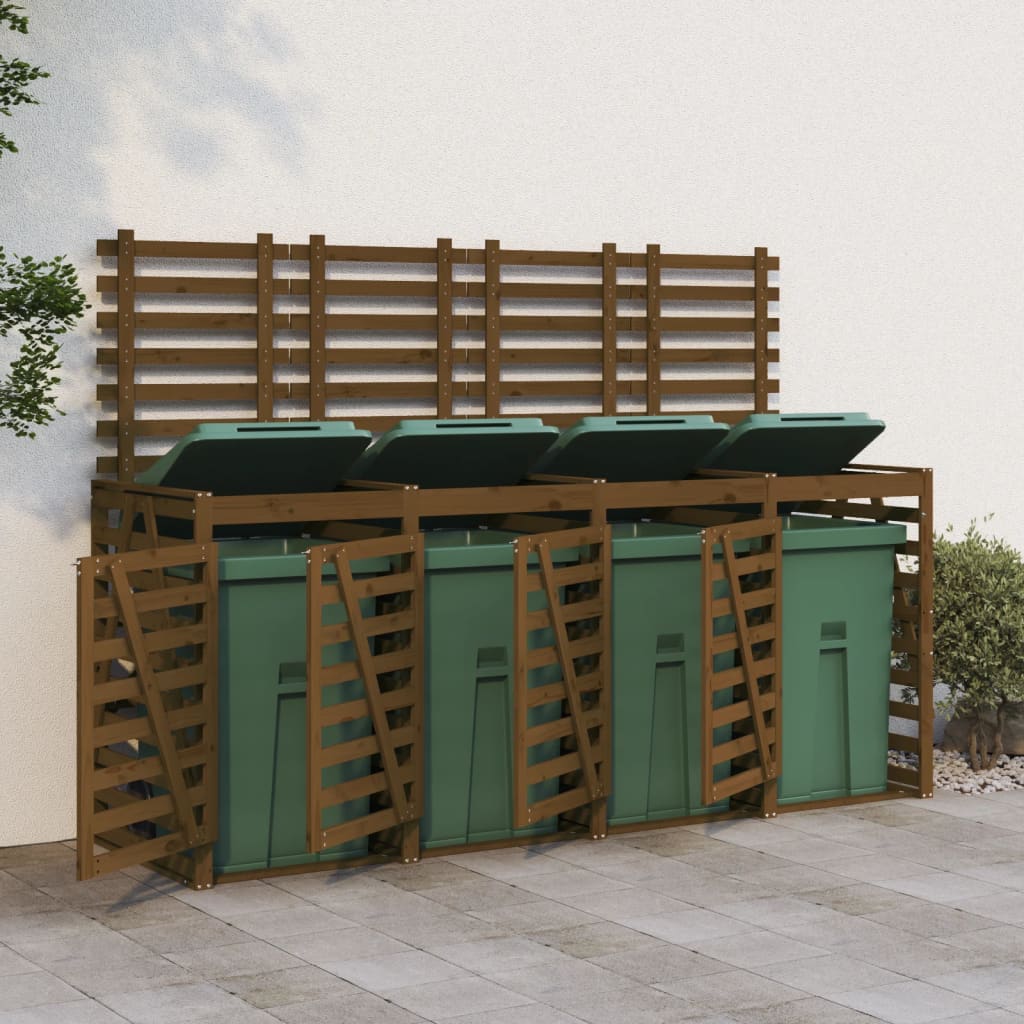 Mülltonnenbox Für 4 Tonnen Weiß Massivholz Kiefer