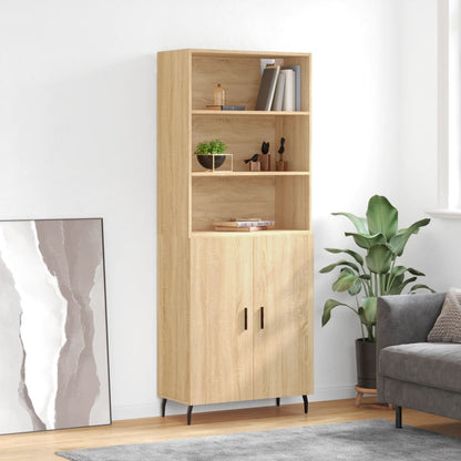 Highboard Braun Eichen-Optik 69,5X34X180 Cm Holzwerkstoff
