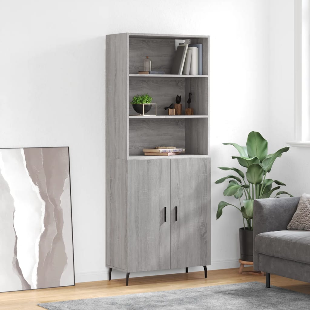 Highboard Braun Eichen-Optik 69,5X34X180 Cm Holzwerkstoff