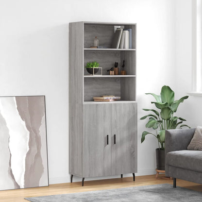 Highboard Braun Eichen-Optik 69,5X34X180 Cm Holzwerkstoff