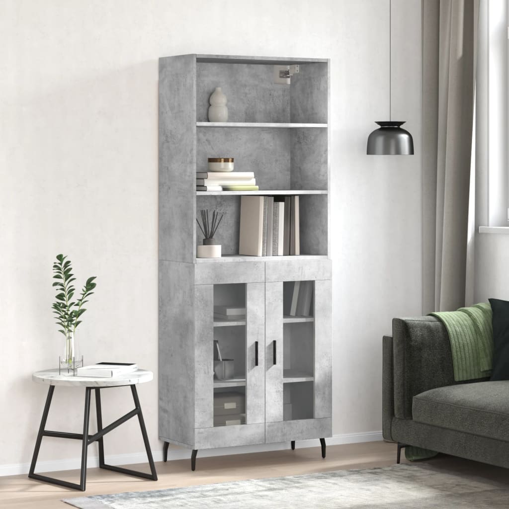 Highboard Braun Eichen-Optik 69,5X34X180 Cm Holzwerkstoff