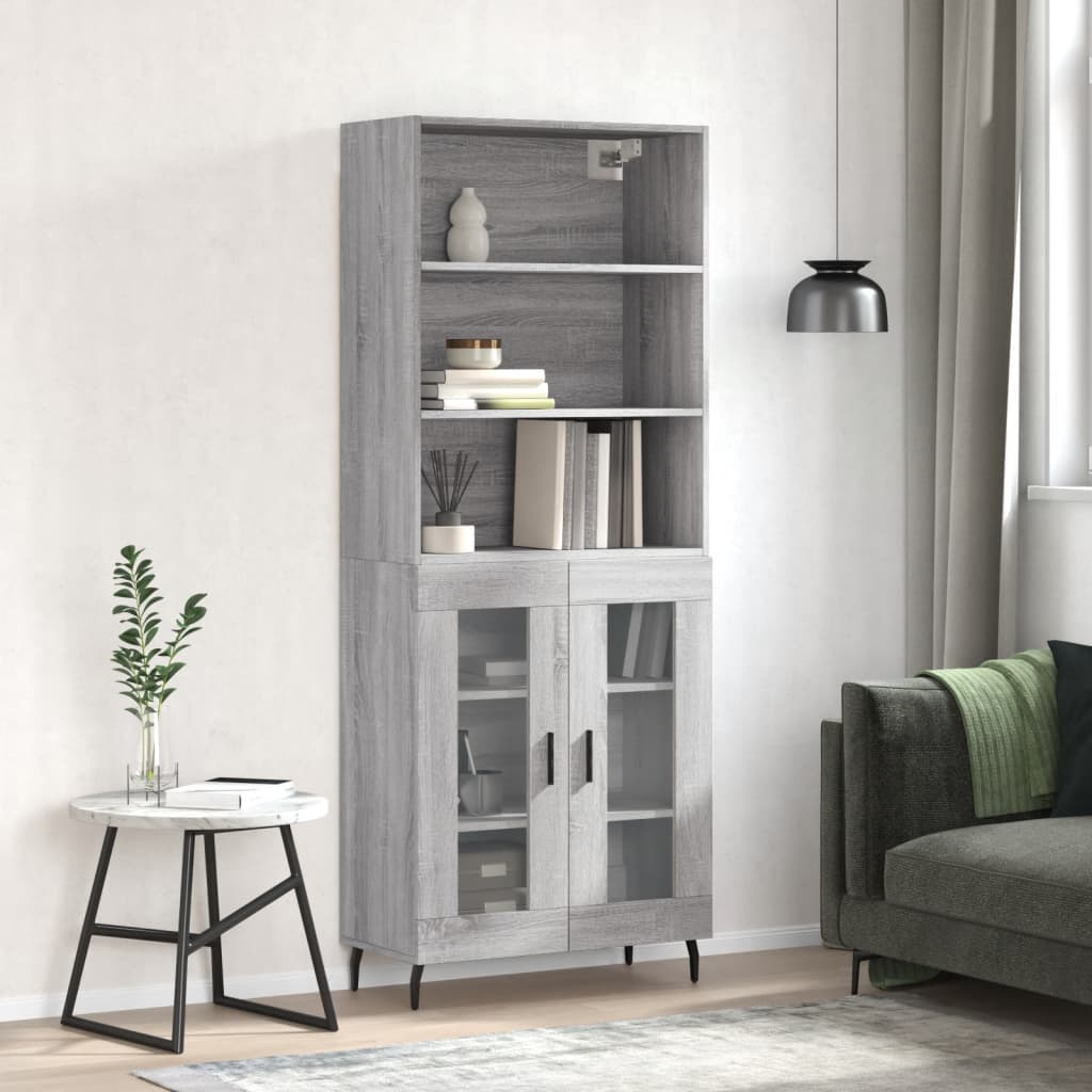 Highboard Braun Eichen-Optik 69,5X34X180 Cm Holzwerkstoff