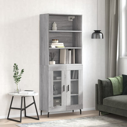 Highboard Braun Eichen-Optik 69,5X34X180 Cm Holzwerkstoff