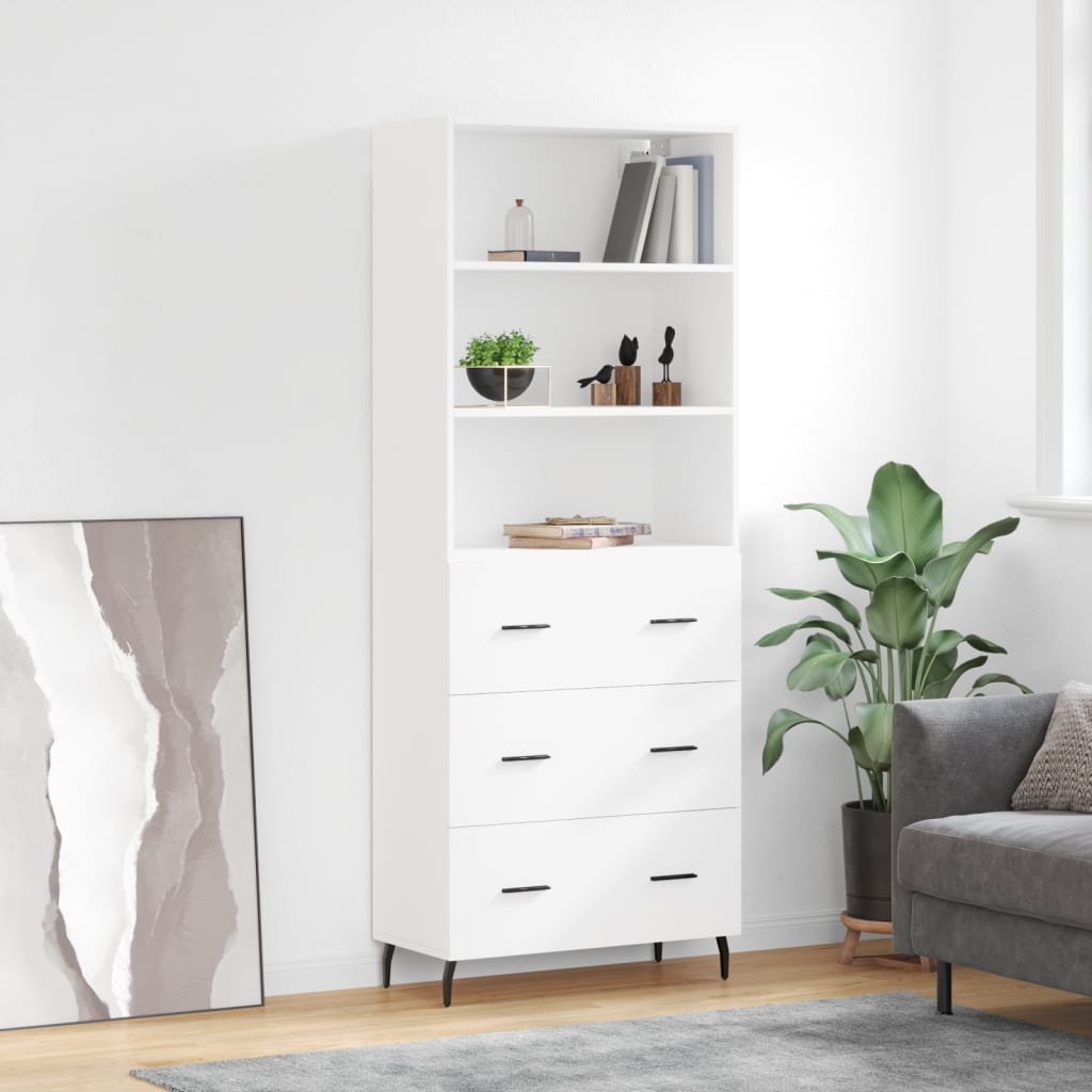 Highboard Braun Eichen-Optik 69,5X34X180 Cm Holzwerkstoff